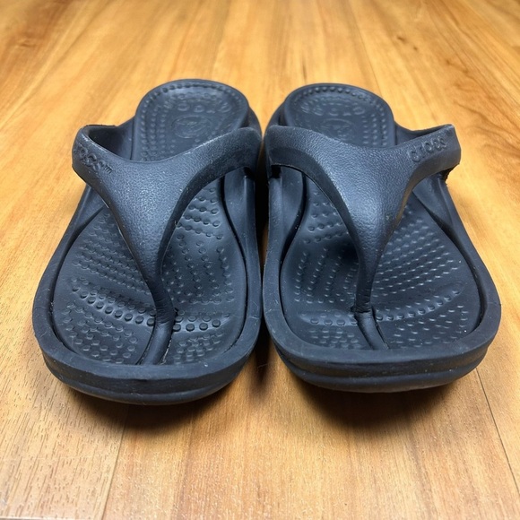 Crocs Athens Thong Flip Flops Size M-5/W-7 Black Comfort Rubber - Picture 3 of 8